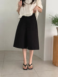 Purpdrank  Summer Vintage High Waist Women's Wide Leg Shorts 2025 New Solid Single Button Casual Loose Office Half Pants Female
