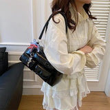 Purpdrank  Y2K Ita-bag For Girls Lace Pendant Cosplay Accessories Large Capacity Boston Shoulder Bags 2025 Designer Handbags Luxury