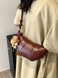 Purpdrank  Retro Brown  Crossbody Bag for Women Versatile Autumn Winter Faionable Cow Horn Bag Single oulder Soft PU Leather