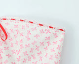 Purpdrank  Sexy White Pink Flower Print Bow Ribbon Strapless Dress Women Slim Waist Backless Mini Dresses A-lined Short Robe