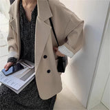 Purpdrank  Chic Black Blazer Casual Coat Streetwear Loose Jackets Solid Oversize Blazer Women Suit Korean Women's Clothing Student New