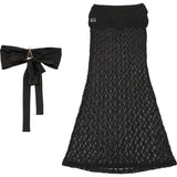 Purpdrank  Sexy Beach Vacation Two Piece Womens Sheer Lace Dress Sets Summer Fashion Starfish Sequined Tube Top and Long Skirts Outfit