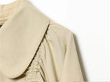 Purpdrank  Spring Khaki Peter Pan Collar Safari Coat Single-breasted Buttons Raglan Sleeve Jacket Women Front Shirring BUD Loose Outerwear