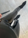 Purpdrank - Glossy PU Leather Pants Elastic Black Leggings Autumn Spring Women Plus Size Fitness High Waist Slim Sexy Trousers