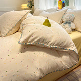 Purpdrank  Thick Pure Brushed Bed Sheets, Duvet Cover Set, Four Piece Bedding Set Bed Sheet, Fully Enclosed for Home Gift