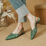 Purpdrank  New Sexy Pointed Toe Women Sandals Spring Summer Slingback Pumps Low Heels Genuine Leather Fashion Office Party Shoes Woman