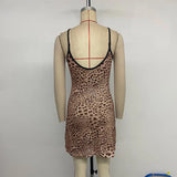 Purpdrank  Leopard Print V-neck Sexy Short Dress Women Summer 2025 New Fashion Street Backless A-line Spaghetti Strap Dresses