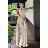 Purpdrank  Spring Summer New Goddess Long Dress Niche Halter Neck Sexy Backless Bodycon Dress