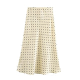 Purpdrank  5 colors Spring Summer Women Elastic High Waist Polka Dot Satin Skirt Mid Long A-line Skirts Femme