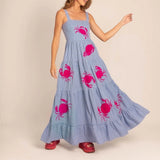 Purpdrank  Vintage Embroidery Sleeveless Square Neck Tiered Dress Women Boho Beach Maxi Dress Female Chic Fashion Holiday Long Sundress