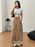 Purpdrank  Spring and Summer Loose Casual American Wide-leg Pants Street Pocket Women's Overalls