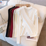 Purpdrank  Lace Criss-Cross Knitted Sweaters Women's Autumn Winter Sexy Hollow Out Pullovers Popular V-neck Long Sleeve Slim Tops Knitwear
