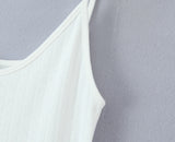 Purpdrank  Sexy White Rib Knitted Cotton Low Waist Sling Dress Women Bow V neck Ruched A-lined Swing Short Dresses Summer Vestidos  Robe