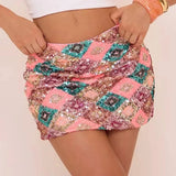 Purpdrank  Women's Sequin Mini Skirts with Bulit in Shorts Summer Versatile Low Waist Slim Fit Skirt Club Party Shinny Glitter Pencil Skirt