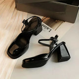 Purpdrank  Shoes Female Slingbacks  High Heels Fashion Dress Pumps  Shallow High Chunky  Buckle Strap Women's Sandals