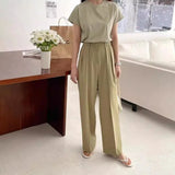 Purpdrank  Summer Style Women's Pants Fashion Drape OL High Waist Pleated Straight Wide Leg Pants Ladies Elegant Ankle Length Trousers