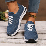 Purpdrank  Blue Denim Platform Sneakers Women Fashion Thick Sole Lace Up Sports Shoes Woman Plus Size 43 Comfortable Casual Female Sneakers