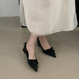 Purpdrank  Brand Pointed Toe Chunky Root Satin Heels Women Bowknot Shallow Design Elegant Party Shoes Fashion Luxury Designer Pumps Ladies