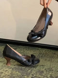 Purpdrank   French Vintage Butterfly Knot Single Shoes Women's 2026 New Thick Heel Mary Janes Versatile Commute High Heels Summer Rubber