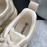 Purpdrank - Brand Leather Sneakers Women Designer Woman Spring Autumn Vulcanized Shoes Sneakers Lace Up Casual Ladies Flats Shoes INS New