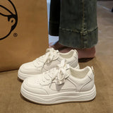 Purpdrank  Casual Thick Bottomed Genuine Leather Slip-On Sports Shoes for Women Breathable Versatile Platform Sneakers for Autumn