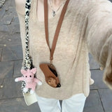 Purpdrank  Women's Oatmeal Color Lazy Style See-Through Sunscreen Blouse Early Spring Versatile Anti-Exposure Two-Piece Set Top