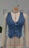 Purpdrank  Denim Vest For Women Sleeveless Button Vest Solid Slim Outwear For Women Spring Autumn Casual Denim Crop Tops