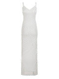 Purpdrank  Sexy Polka Dot Print V-Neck Slip Maxi Dress French Chic Sleeveless Backless Slim Bodycon Long Dress Elegant Women's Dress