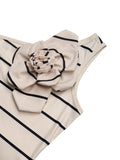 Purpdrank  Flower Appliques Striped One Shoulder Dress Women's Summer Street Party Casual Sleeveless Knee Length Pencil Dress