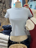 Purpdrank  Women Solid Vintage Slim T-shirts Cute Sweet Round Neck Short Sleeve Cotton Y2k Crop Top Harajuku Summer Basic Casual Tees Tops
