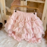 Purpdrank  Japanese Sweet JK Plush Shorts Kawaii Ruffles Lantern Shorts Yellow Black Pink White Pumpkin Pants Lolita Harajuku Y2k Bottoms