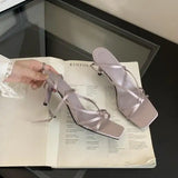 Purpdrank  Riband Beige Heeled Sandals 2025 Summer Ankle Strap Cross Open Toe Women's Low Shoes Black Sexy High Peep Low-heeled Girls Comfo
