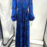 Purpdrank  Vintage Pattern Print Long Dress Women Sexy Off Shoulder Long Sleeve Party Dress Fashion Waist Pleat Loose Hem Beach Dress