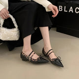 Purpdrank  Elegant Pointed Toe Low Heel Shoes for Women Fashion Double Buckle Bowknot Design Shallow Dress Pumps Luxury Brand Designer Shoe