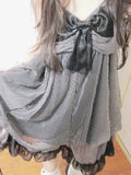 Purpdrank  French Vintage Gothic Striped Bow Dress Woman New Design Fashion Slim Casual Party Dresses Summer Retro Aesthetic Clothing