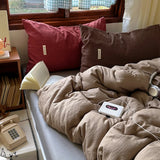 Purpdrank   New Water-washed Full-process Printing and Dyeing Solid Color Mixed Matched Duvet Cover Set Spring Summer Skin Quilt Cover