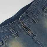 Purpdrank  Vintage Light Wash Distressed Paneled Jeans Y2K Slim-Fitting Low-Waisted Stitched Denim Pants Women Streetwear Retro Jeans