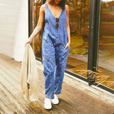 Purpdrank  Elegant Women Denim Bib Overalls Chic Straight Jeans Jumpsuit Romper Pants With Pockets Strap Onepices Streetwear