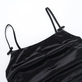Purpdrank  Sexy Bal Silk Dr with  Knot Strap for Women High Waist ort Skirt European Sle No Sve One oulder Zipper