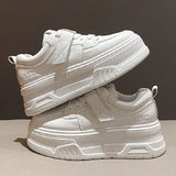 Purpdrank  Thick Bottom Vulcanzied Shoes Female Solid Color Chunky Platfrom Sneakers Woman Pu Leather Non-Slip Casual Shoes Spring 2025