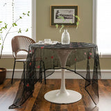 Purpdrank   French Romantic Jacquard Tablecloth Ultra-Transparent Gauze Christmas Decor for Shooting 2Pcs Washable Table Mat for All Seasons