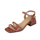 Purpdrank  New Summer Women's Sandals Genuine Leather Buckle Strap Women Shoes size 33-40 Solid Concise Ankle-Wrap Party Ladies Shoes