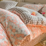 Purpdrank  Winter Double-sided Thickened Milk Flour Bed Set of Four Pieces with Warm Flange Coral Flour Quilt Cover and Flour Bed Sheet