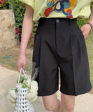Purpdrank  Summer High Waist Elegant Women's Shorts 2025 New Solid Single Button Casual Loose Office Wide Leg Half Pants Female