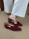 Purpdrank  Luxury Satin Bowknot Ballet Flats Women Summer Comfort Square Toe Shallow Dress Pumps Fashion Brand Designer High Heels Sandals