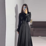 Elegant Solid Women's 2024 Dress Long Sleeve Ruched Slit Casual Formal Wedding Cocktail Party Maxi Dresses
