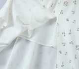 Purpdrank  Sexy White Floral Print Cross Lacing up Bandage Back Sling Dress Women Corset Style Bow Ruched Chest Hem Slit Swing Midi Robe