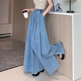 Purpdrank  Vintage High Waist Women's Denim Pants 2025 New Spring Summer Lace-up Casual Loose Lantern Wide Leg Jeans Pants Female