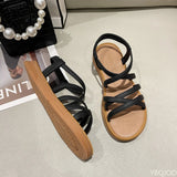 Purpdrank  Women's flat bottomed elastic band soft soled summer sandals for comfort  leisure flat bottomed non slip sandals for women