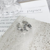 Purpdrank - Punk Geometric Irregular Liquid Lava Waterdrop Shaped Open Rings For Women Vintage Silver Color Metal Rings Personality Jewelry